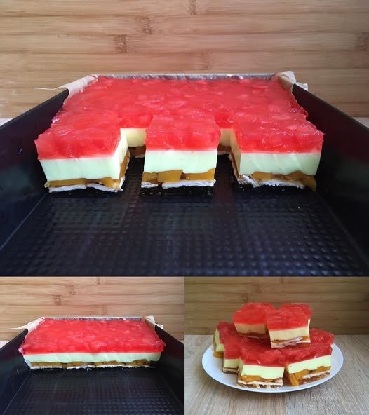 Ciasto Owocowo-Galaretkowy Przekładaniec: Lekki i Orzeźwiający Deser Bez Pieczenia 🍓🍋🍉