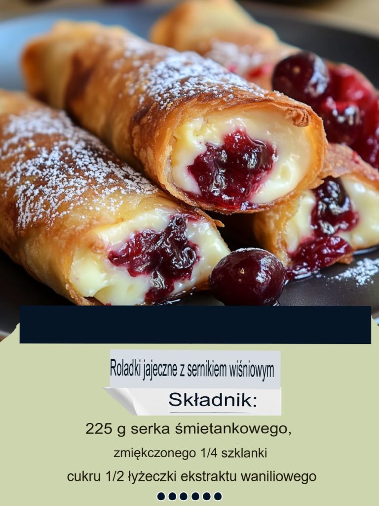 Roladki jajeczne z sernikiem wiśniowym