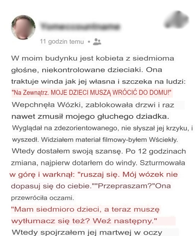 Matka siódemki dzieci kazała mojemu głuchemu dziadkowi wyjść z windy — więc sprowadziłem ją na ziemię