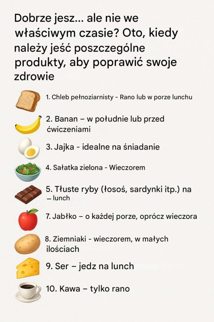 Dobrze jesz… ale nie we właściwym czasie? Oto, kiedy należy jeść poszczególne produkty, aby poprawić swoje zdrowie