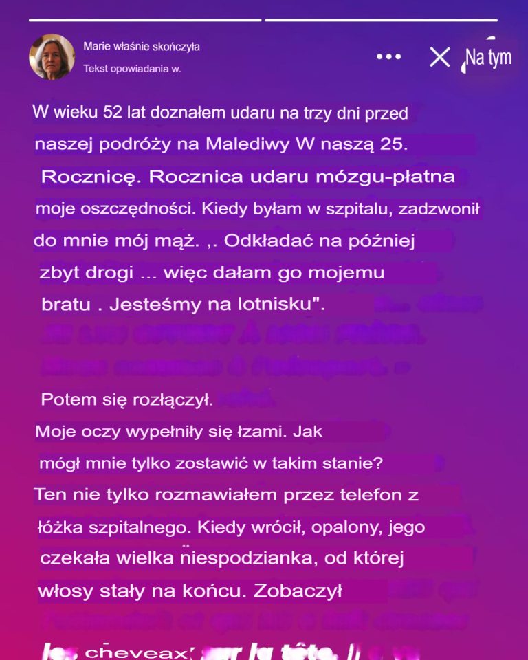 Trzy dni po udarze mój mąż pojechał na Malediwy – po powrocie czekała na niego wielka niespodzianka
