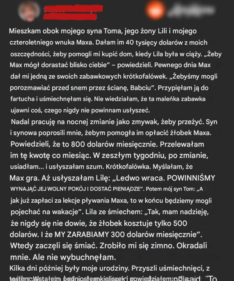 Mój wnuk po cichu dał mi krótkofalówkę do rozmów nocnych – pewnej nocy usłyszałem coś, co złamało mi serce