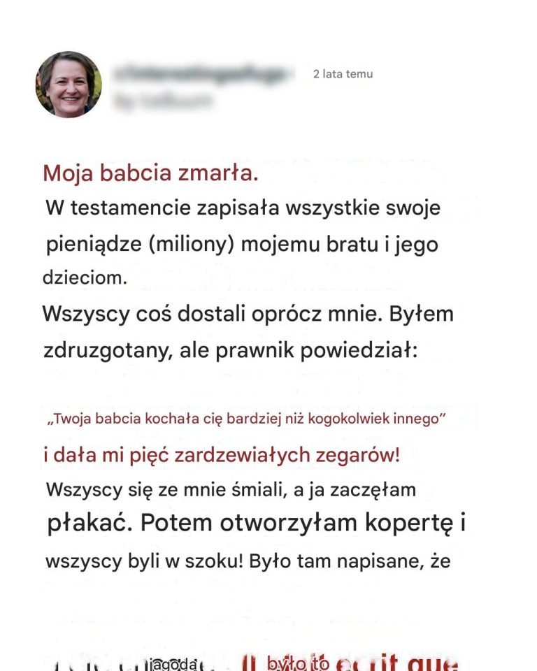Linda dziedziczy stare zegary po babci, a jej chciwy brat dostaje dom. Nieświadomie otrzymała prawie 200 000 dolarów.