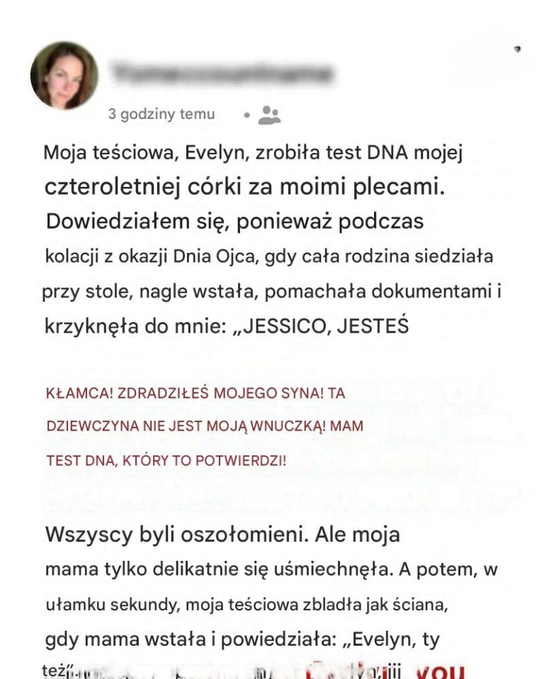Moja teściowa oskarżyła moją córkę o to, że nie jest moją żoną podczas kolacji z okazji Dnia Ojca – reakcja mojej matki zszokowała wszystkich