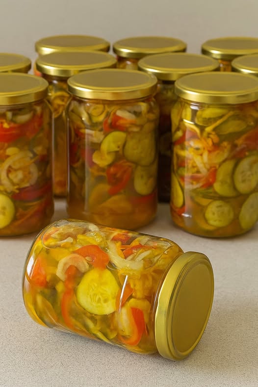 Kolorowa sałatka z ogórków na zimę