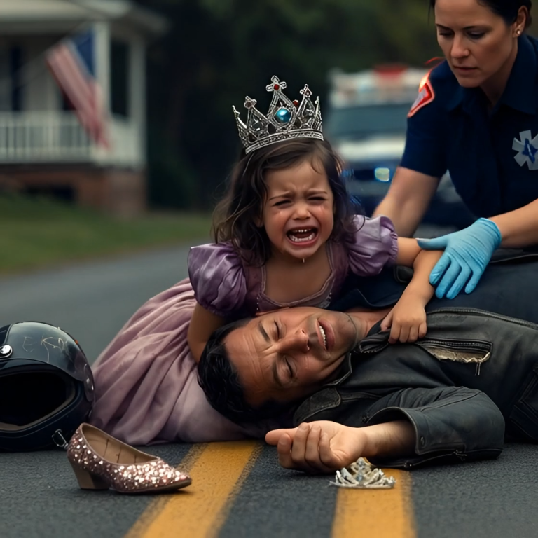 6-latka w sukience księżniczki przytuliła się do 43-letniego motocyklisty i ciągle powtarzała: „On mi obiecał”.