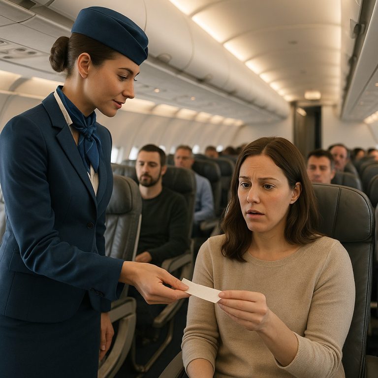 W samolocie stewardesa dała mi notatkę: „Przesuń się na tył” – kilka sekund później kabina była… CH2