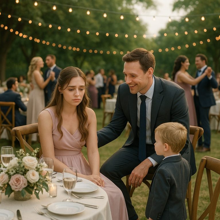 CH2 – Była zmuszona siedzieć sama na ślubie swojej siostry — dopóki samotny ojciec nie powiedział: „Udawaj, że jesteś ze mną!”…