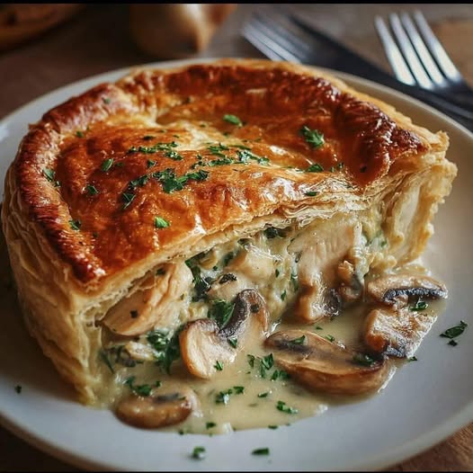 Pyszny francuski pasztet z kurczakiem i grzybami