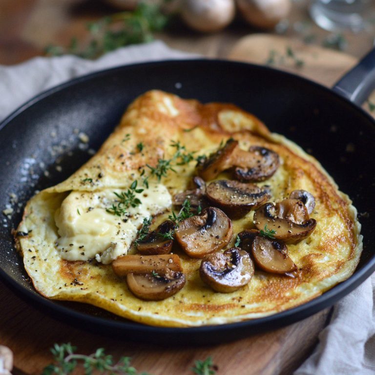 Omlet z pieczarkami, serem i ziołami (dla 1-2 osób)