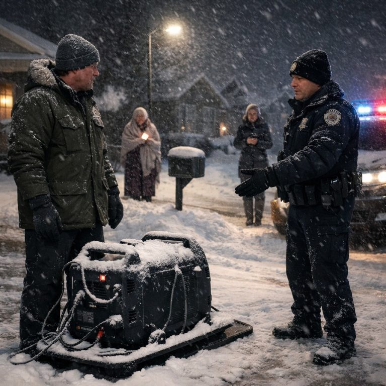 Stowarzyszenie właścicieli domów wezwało policję z powodu mojego generatora podczas śnieżycy. Przybył funkcjonariusz i poprosił o jego pożyczenie ode mnie.