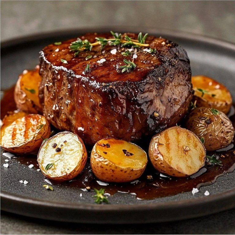 Glazurowana pieczeń wołowa z miodem i ziemniakami